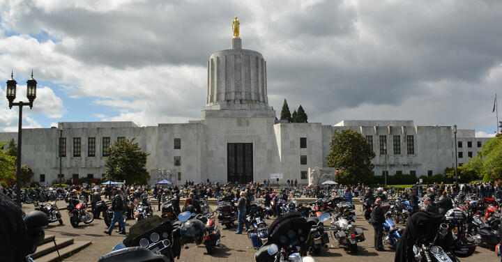 Motorcycle event photo at the Salem capitol building