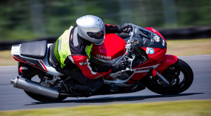 Motorcycle making a sharp turn