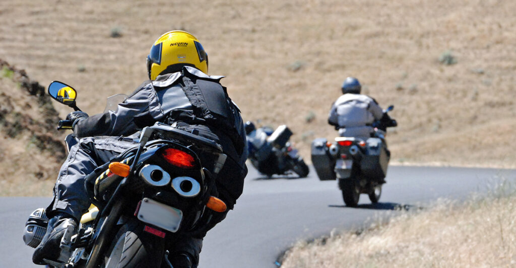 Motorcycles group riding