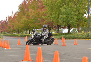 student making a turn in PMC course